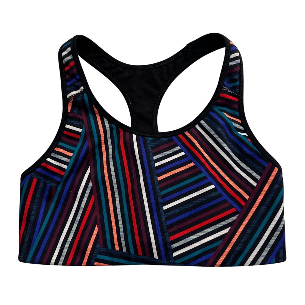 Old Navy Active Multicolor Striped Sports Bra Medium Support Racerback Retro